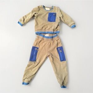 Miki Miette 18M Toddler Boys Jogger Set Blue Zip Pocket Sweatshirt